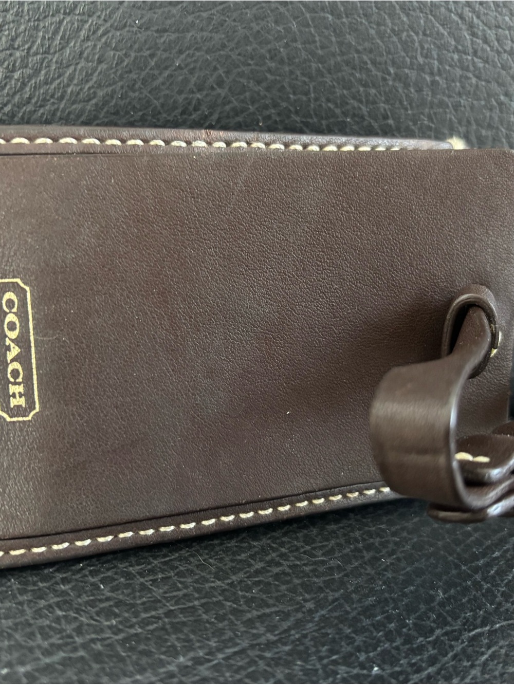 COACH Brown Leather Luggage Tag with Logo
